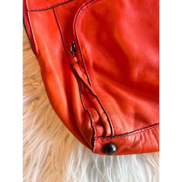 Velez‎ Women's Leather Shoulder Handbag Classic Minimalist Teacher Orange - Picture 5 of 14